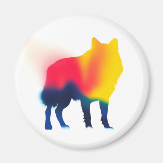 Farbige Spray Paint Wolf Silhouette Runde Magnet