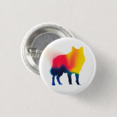 Farbige Spray Paint Wolf Silhouette Rundtaste Button (Vorne & Hinten)