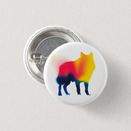 Farbige Spray Paint Wolf Silhouette Rundtaste Button