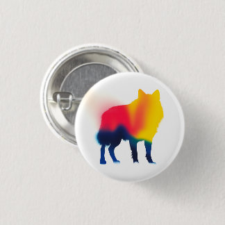 Farbige Spray Paint Wolf Silhouette Rundtaste Button