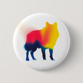 Farbige Spray Paint Wolf Silhouette Rundtaste Button