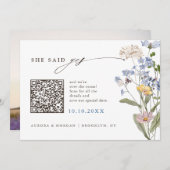 Farbige Spring Wildblume Meadow Foto QR-Code Save The Date (Vorne/Hinten)
