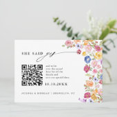 Farbige Spring Wildblume Meadow Foto QR-Code Save The Date (Stehend Vorderseite)