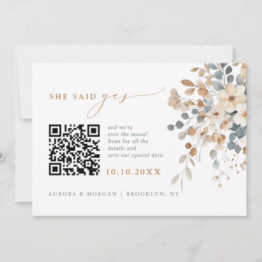 Farbige Spring Wildblume Meadow Foto QR-Code Save The Date (Vorderseite)