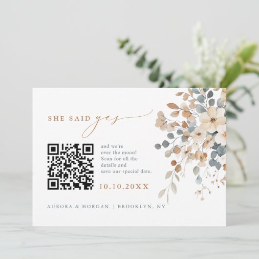 Farbige Spring Wildblume Meadow Foto QR-Code Save The Date (Stehend Vorderseite)