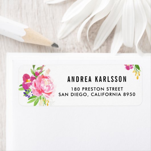 Farbige Springblüten mit Wasserfarbe - Adressetike (Insitu)