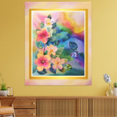 Farbige Springbrasse mit Blume Leinwanddruck (Insitu (Wohnzimmer))