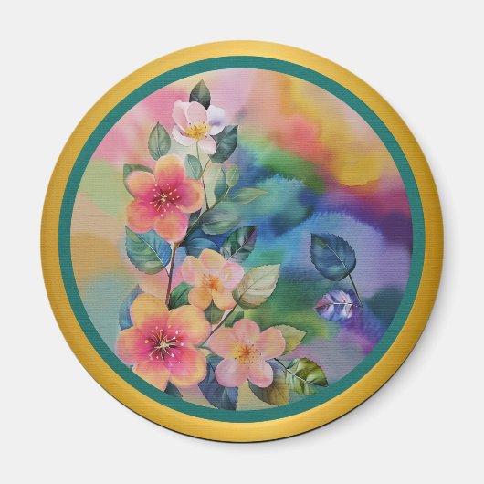 Farbige Springbrasse mit Blume Magnet (Vorne)