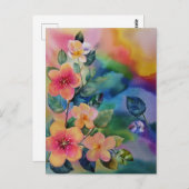 Farbige Springbrasse mit Blume Postkarte (Vorne/Hinten)