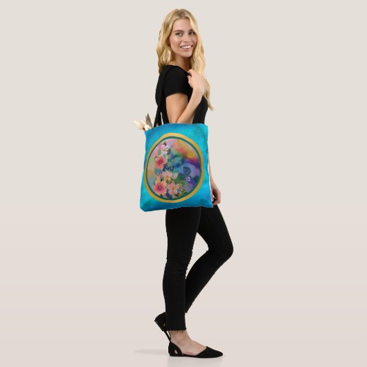 Farbige Springbrasse mit Blume Tasche (Am Model)