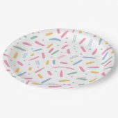 Farbige Sprinklen in Pastellfarben Pappteller (Schrägansicht)