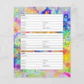 Farbige Spritzer-Adressbuchseite (Vorderseite)