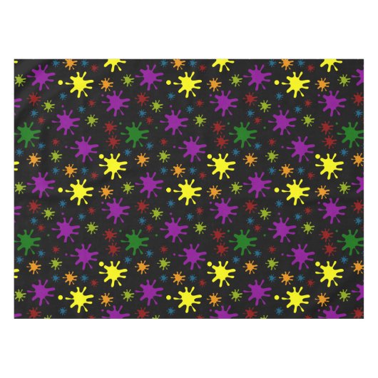 Farbige Spritzer auf schwarzem Hintergrund Tischdecke (Vorderseite (Horizontal))