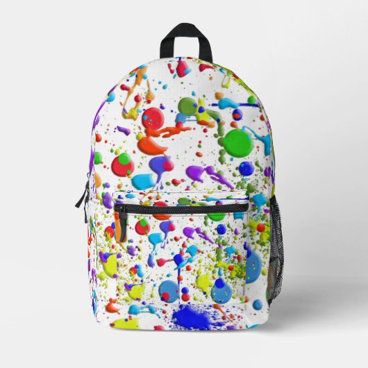 Farbige Spritzer auf Weiß Bedruckter Rucksack (Vorderseite)