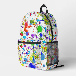 Farbige Spritzer auf Weiß Bedruckter Rucksack
