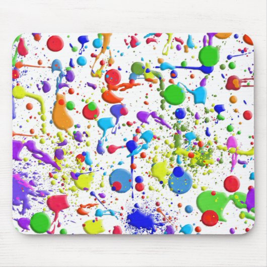 Farbige Spritzer auf Weiß Mousepad (Vorne)
