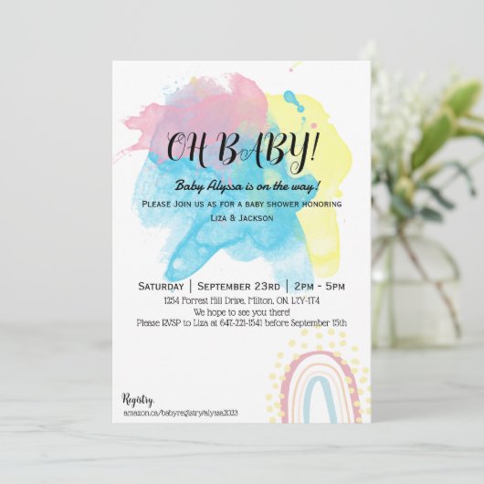 Farbige Spritzer-Dusche Einladung (Stehend Vorderseite)