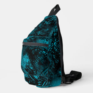 Farbige Spritzer Hatching Effect Blau & Schwarz Crossbody Bag