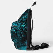 Farbige Spritzer Hatching Effect Blau & Schwarz Crossbody Bag (Rechts)