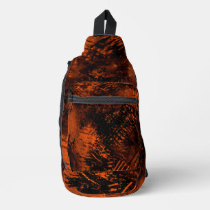 Farbige Spritzer Hatching Effect Orange & Black Crossbody Bag