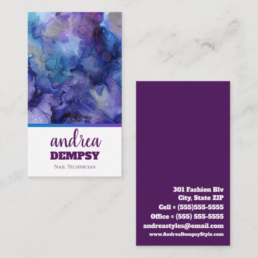 Farbige Spritzer | Nageltechniker Visitenkarte (Vorne/Hinten)