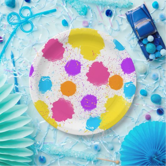 Farbige Spritzer Pappteller (Party)