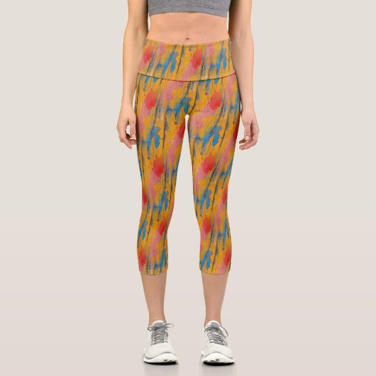 Farbige Spritzfarbe Capri Leggings (Vorderseite)