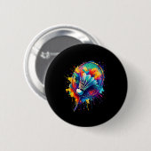 Farbige Spritzkunst Badminton-Spieler Shuttlecock Button (Vorne & Hinten)