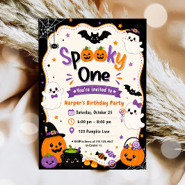 Farbige Spuk-Ein-Halloween-Geburtstagsfeier Einladung
