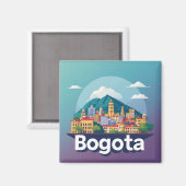 Farbige Stadtansicht von Bogota Magnet (Vorderseite/Rückseite)
