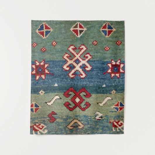 Farbige Stahlblau hellgrün Wandteppich (Vorderseite)