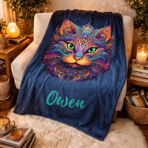 Farbige Stammeskatze - Personalisierter Vibranter Sherpadecke