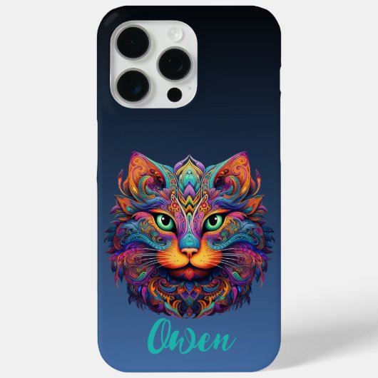 Farbige Stammkatze mit Individuelle Name Case-Mate iPhone Hülle (Rückseite)