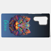 Farbige Stammkatze mit Individuelle Name Samsung Galaxy Hülle (Rückseite (Horizontal))