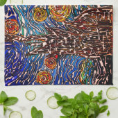 Farbige Starry Night Illustration Küchentücher (Gefaltet)