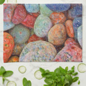 Farbige Steine, Kies, Felsen Geschirrtuch (Gefaltet)