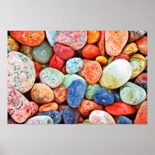 Farbige Steine - River Rocks Painting Poster