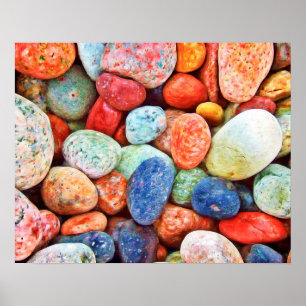 Farbige Steine - River Rocks Painting Poster