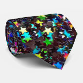 Farbige Sterne auf schwarz Krawatte (Gerollt)