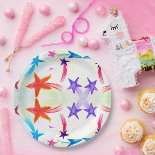 Farbige Sterne Custom Paper Teller 9 in (Party)