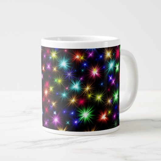 Farbige Sterne Feuerwerke Design-27317 Jumbo-Tasse (Vorderseite Rechts)