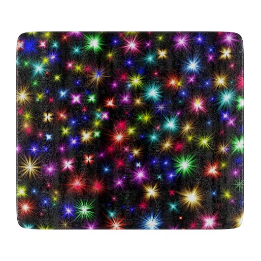 Farbige Sterne Feuerwerke Design-27317 Schneidebrett (Vorderseite)