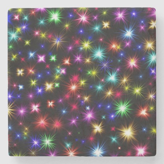 Farbige Sterne Feuerwerke Design-27317 Steinuntersetzer (Vorderseite)