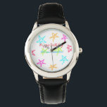 Farbige Sterne glücklich Geburtstag hinzufügen Nam Armbanduhr<br><div class="desc">Entwurf</div>