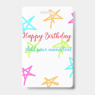 Farbige Sterne glücklich Geburtstag hinzufügen Nam Ausweis