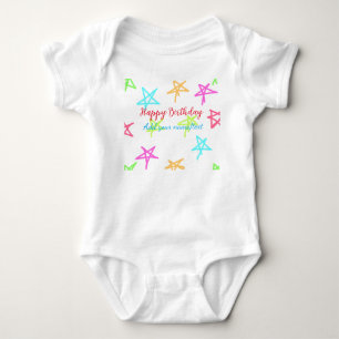 Farbige Sterne glücklich Geburtstag hinzufügen Nam Baby Strampler