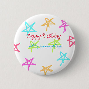 Farbige Sterne glücklich Geburtstag hinzufügen Nam Button
