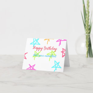 Farbige Sterne glücklich Geburtstag hinzufügen Nam Dankeskarte