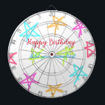 Farbige Sterne glücklich Geburtstag hinzufügen Nam Dartscheibe<br><div class="desc">Entwurf</div>