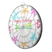 Farbige Sterne glücklich Geburtstag hinzufügen Nam Dartscheibe (Vorderseite rechts)